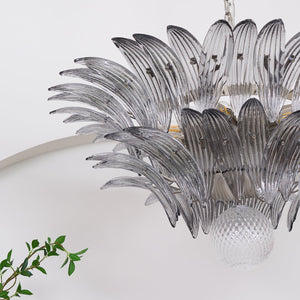Glass Palmette Transparent Chandelier