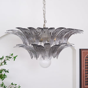 Glass Palmette Transparent Chandelier