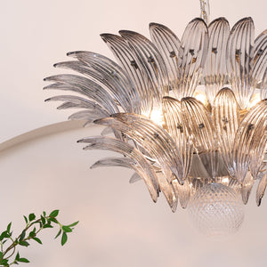 Glass Palmette Transparent Chandelier