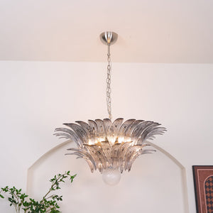 Glass Palmette Transparent Chandelier
