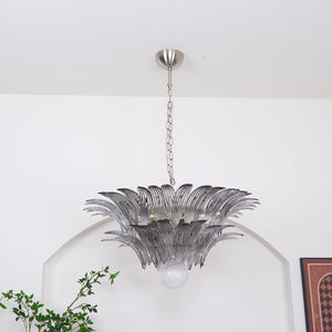 Glass Palmette Transparent Chandelier