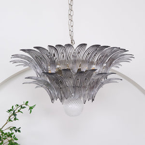 Glass Palmette Transparent Chandelier