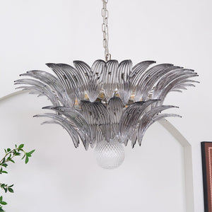 Glass Palmette Transparent Chandelier