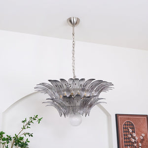 Glass Palmette Transparent Chandelier