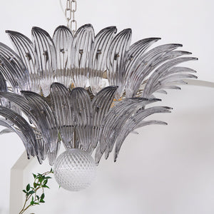 Glass Palmette Transparent Chandelier