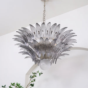 Glass Palmette Transparent Chandelier
