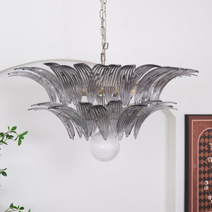 Glass Palmette Transparent Chandelier