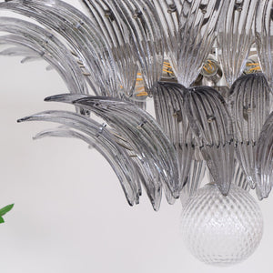 Glass Palmette Transparent Chandelier