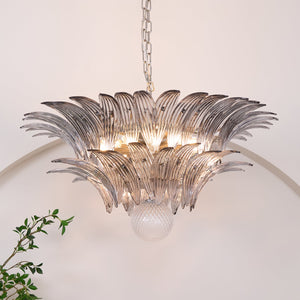 Glass Palmette Transparent Chandelier