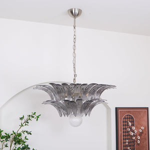 Glass Palmette Transparent Chandelier