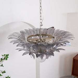 Glass Palmette Transparent Chandelier