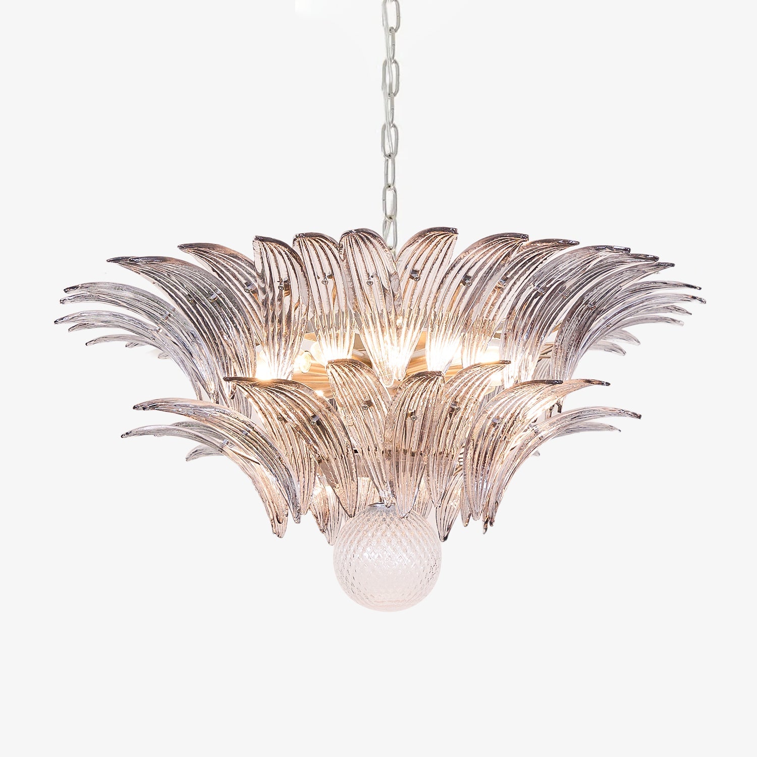Glass Palmette Transparent Chandelier
