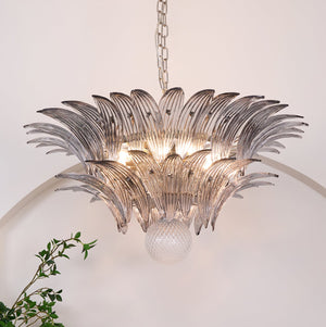 Glass Palmette Transparent Chandelier