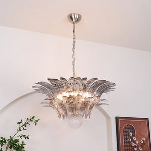 Glass Palmette Transparent Chandelier
