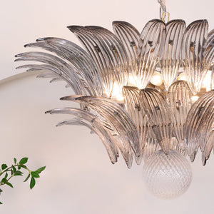 Glass Palmette Transparent Chandelier