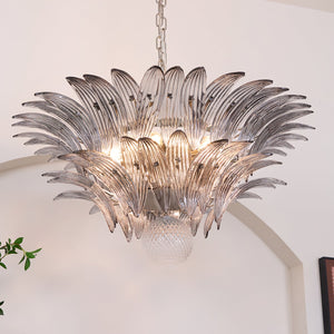 Glass Palmette Transparent Chandelier