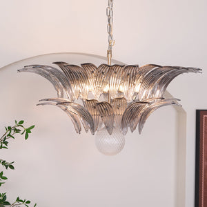 Glass Palmette Transparent Chandelier