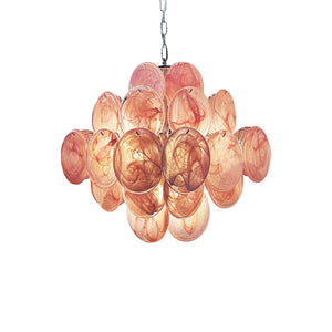 Glass Pink Disc Chandelier