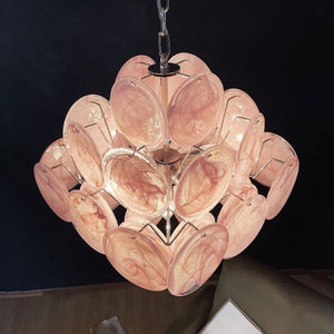 Glass Pink Disc Chandelier