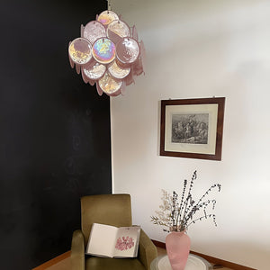 Glass Pink Disc Chandelier