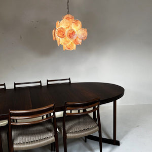 Glass Pink Disc Chandelier
