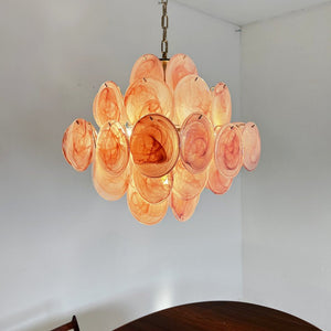 Glass Pink Disc Chandelier