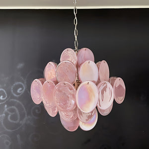 Glass Pink Disc Chandelier