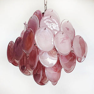 Glass Pink Disc Chandelier