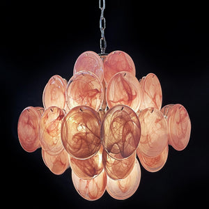Glass Pink Disc Chandelier