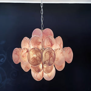 Glass Pink Disc Chandelier