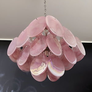 Glass Pink Disc Chandelier