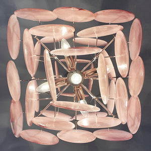 Glass Pink Disc Chandelier