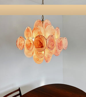 Glass Pink Disc Chandelier