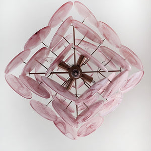 Glass Pink Disc Chandelier