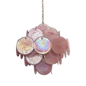 Glass Pink Disc Chandelier