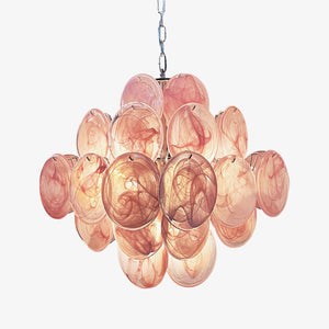 Glass Pink Disc Chandelier
