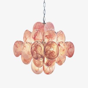 Glass Pink Disc Chandelier