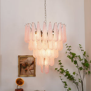 Pink Glass Dewdrop Chandelier