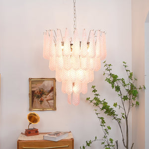 Pink Glass Dewdrop Chandelier