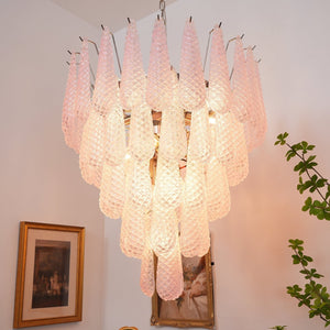 Pink Glass Dewdrop Chandelier