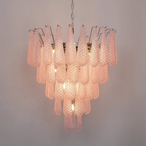 Pink Glass Droplet Chandelier