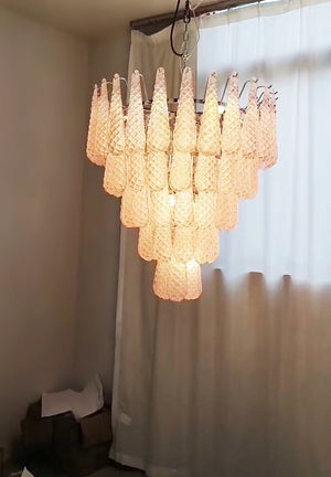 Pink Glass Droplet Chandelier