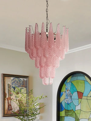 Pink Glass Droplet Chandelier