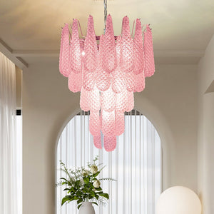Pink Glass Droplet Chandelier