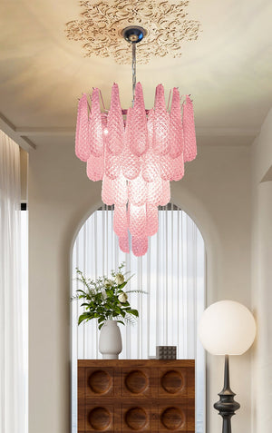 Pink Glass Droplet Chandelier