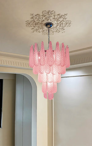 Pink Glass Droplet Chandelier