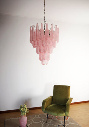 Pink Glass Droplet Chandelier