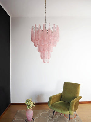 Pink Glass Droplet Chandelier