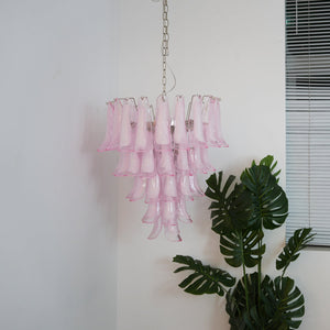 Pink Glass Petals Chandelier