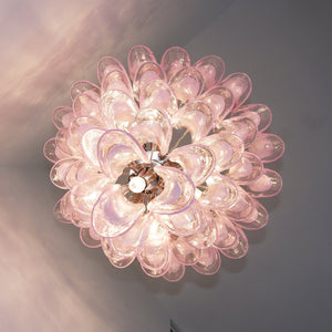 Pink Glass Petals Chandelier